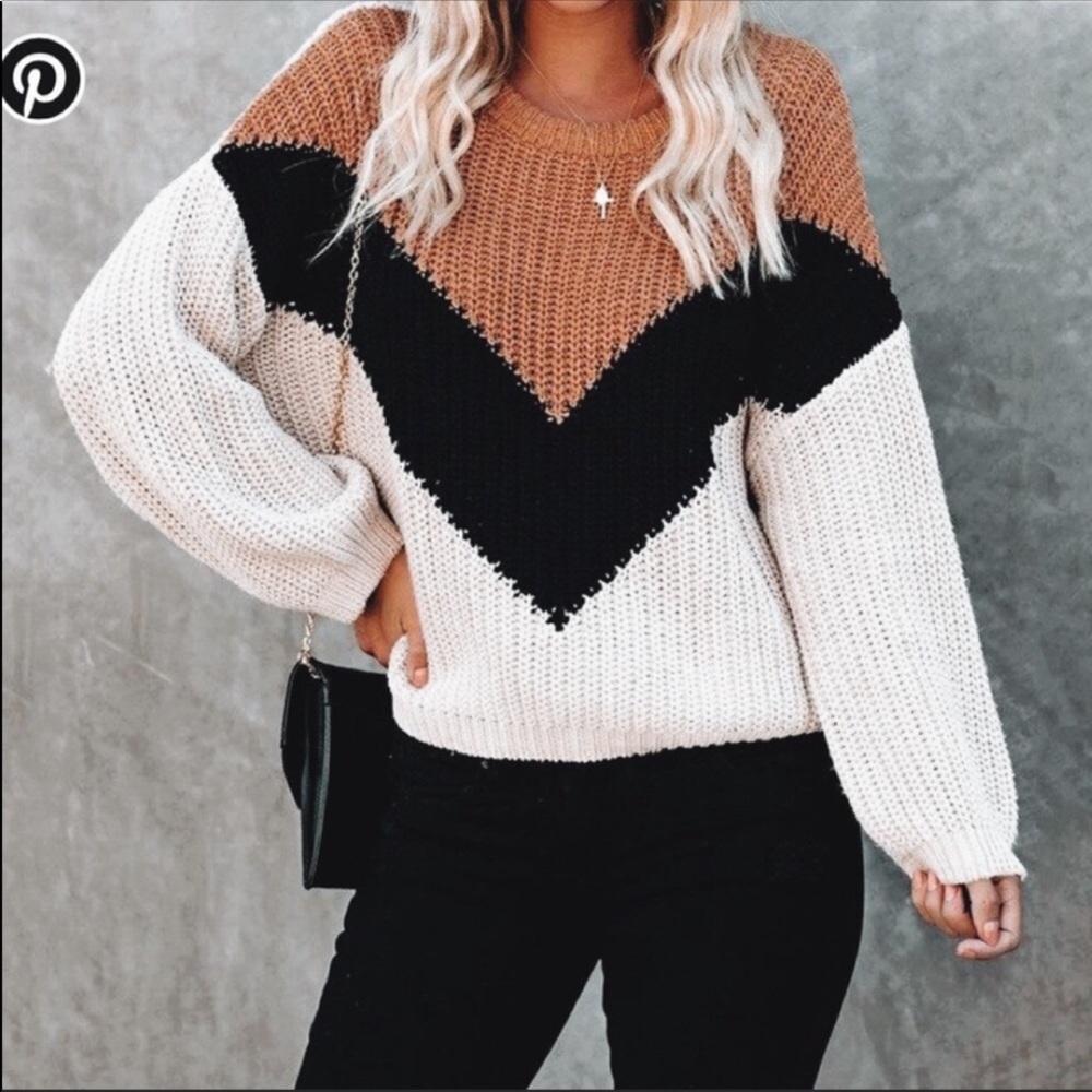 SOLD VICI Chevron Color Block Sweater - Picture 4 of 8